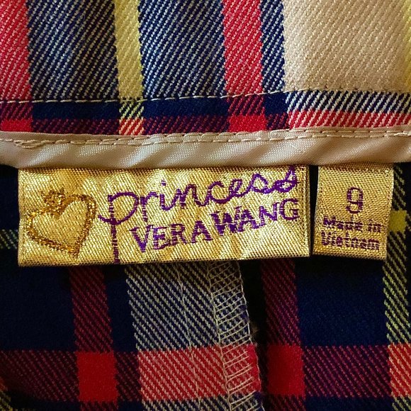 Designer - Vera Wang Princess NWOT sz9 Blue Tan Red Plad Pleated Mini Skirt - Picture 6 of 8
